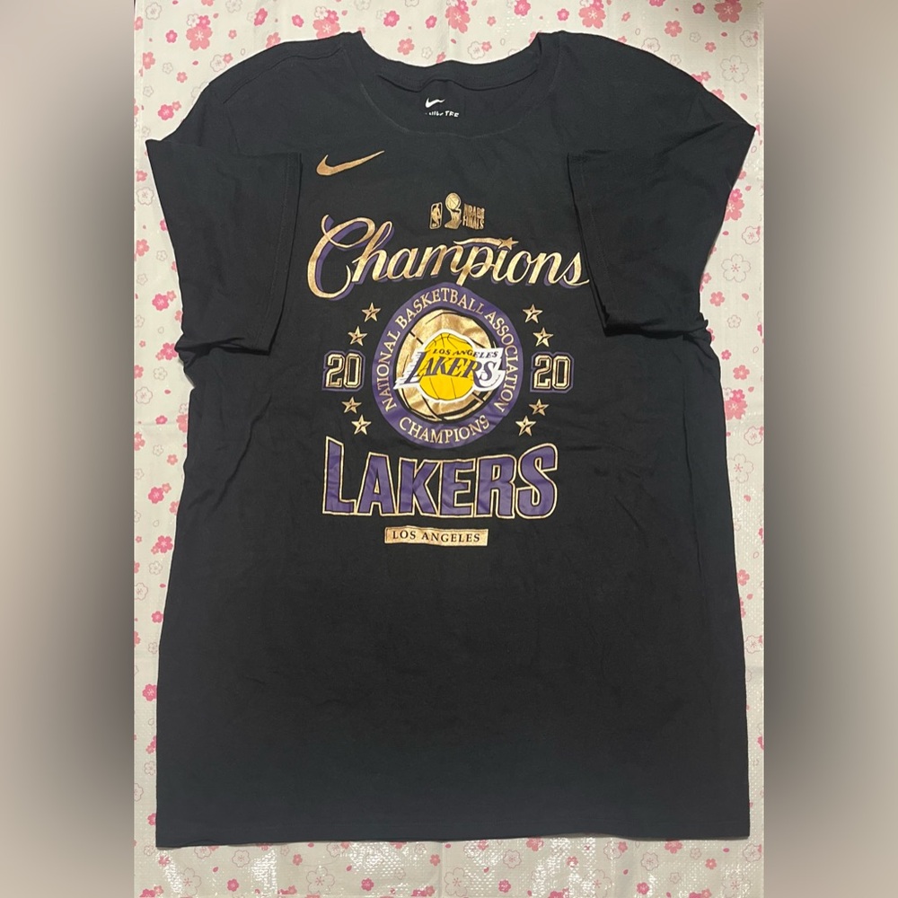 The Nike Tee Mens Lakers 2020 NBA Champions Logo Graphic T-Shirt Black Size L